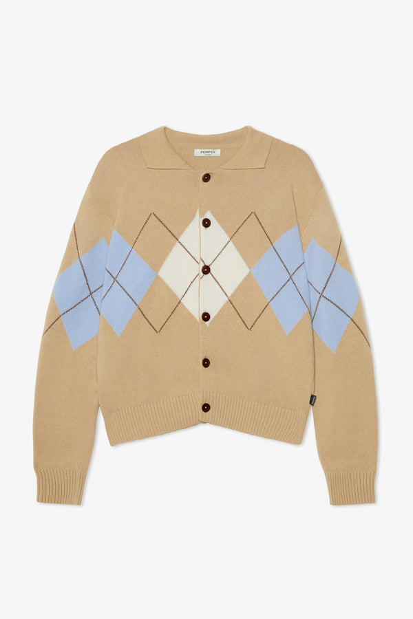 ARGYLE OCHRE CARDIGAN POLO
