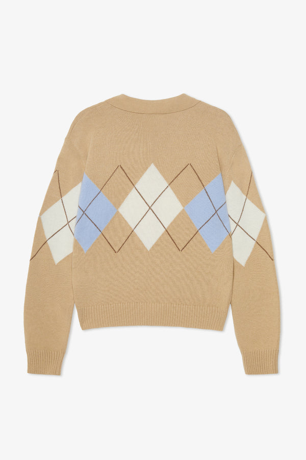 ARGYLE OCHRE CARDIGAN POLO