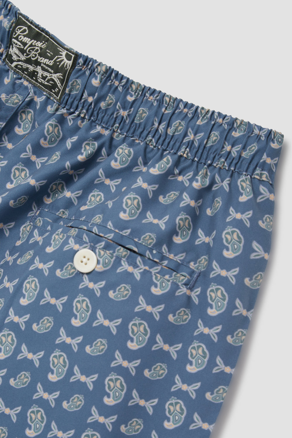 SLATE BLUE MICRO PAISLEY SWIM TRUNKS