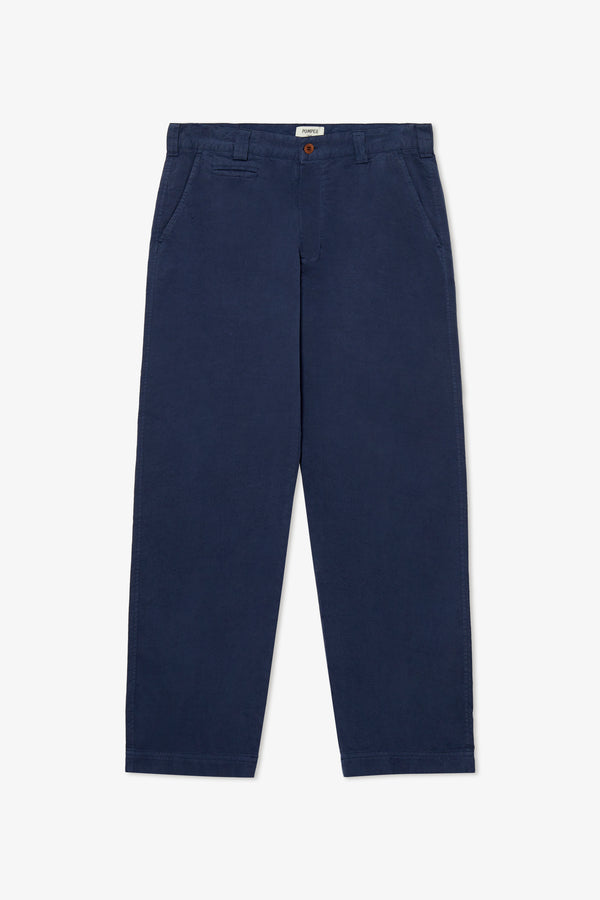 SLUB COTTON CHINO NAVY TROUSER