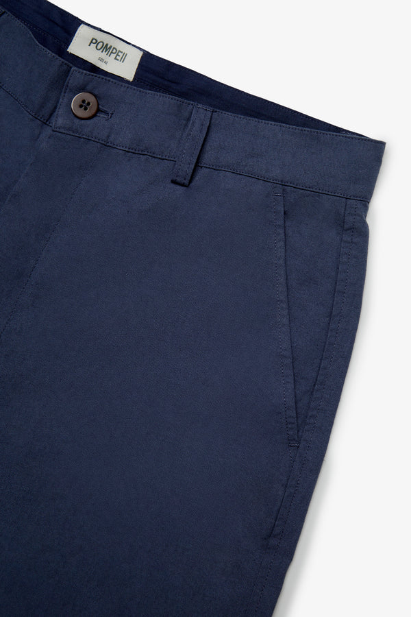 SLUB COTTON CHINO NAVY TROUSER