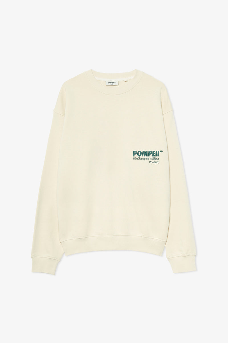 CREAM LOGO CREW NECK SWEAT - Pompeii