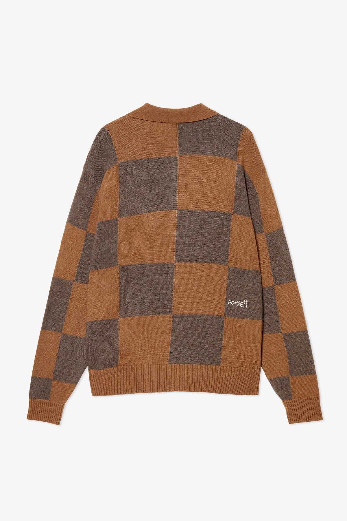 DARK CHOCOLATE CHECKED CARDIGAN POLO