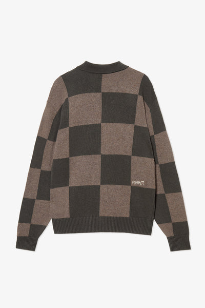 GREEN CHECKED CARDIGAN POLO