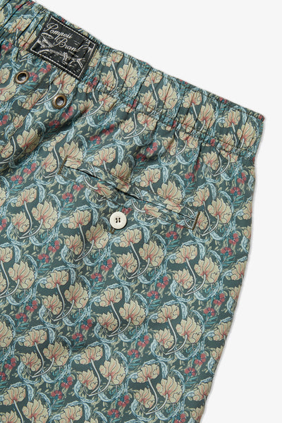 KHAKI FLOWER SWIM TRUNKS