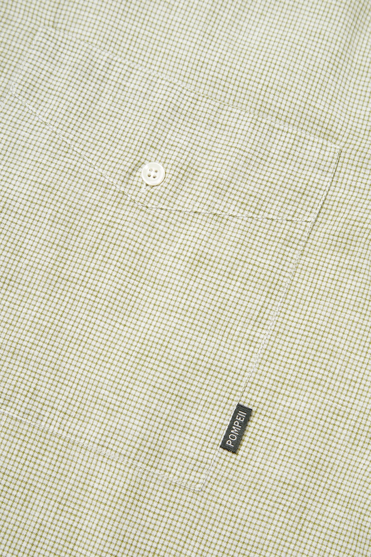 CAMISA CORTA DE LINO CON MICROCUADROS COLOR CAQUI