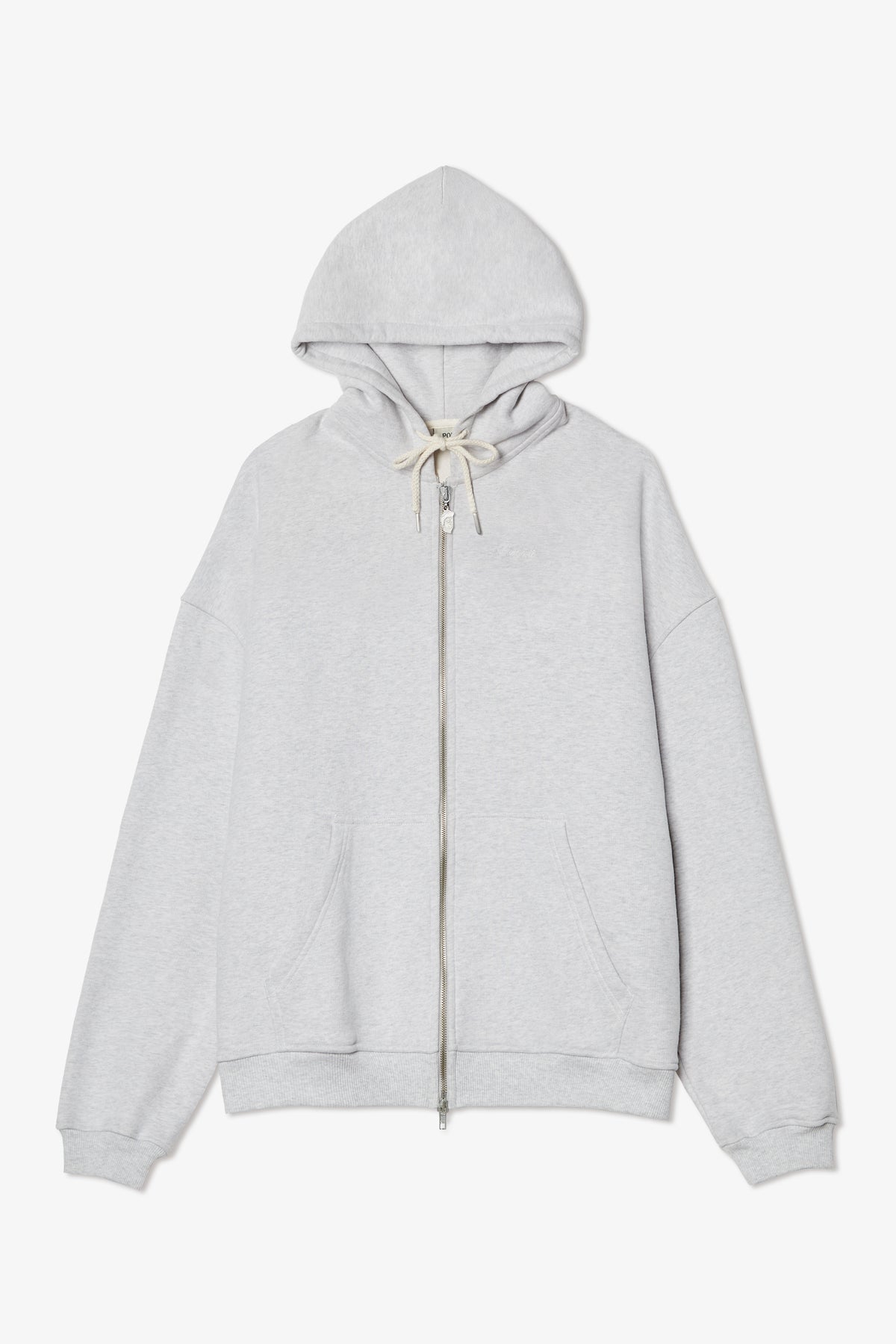 LIGHT GREY MÉLANGE ZIPPED HOODIE