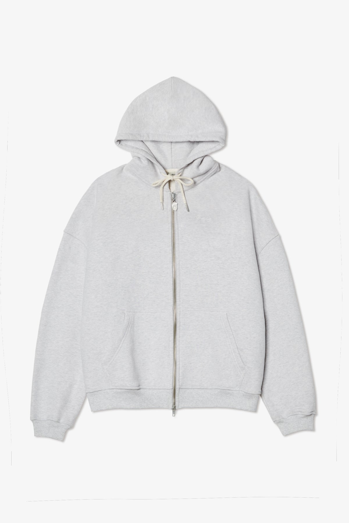 LIGHT GREY MÉLANGE ZIPPED HOODIE