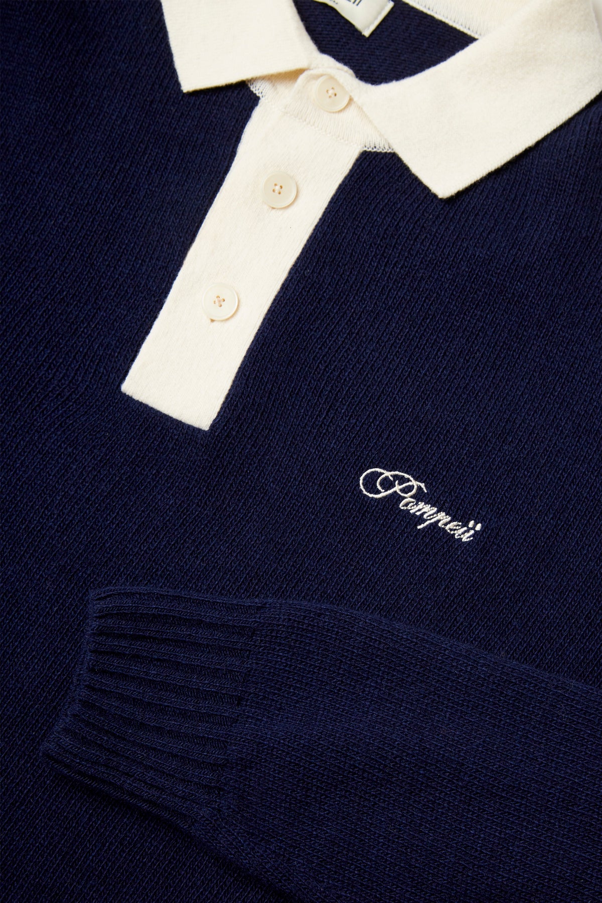 LOGO NAVY WOOL KNIT POLO