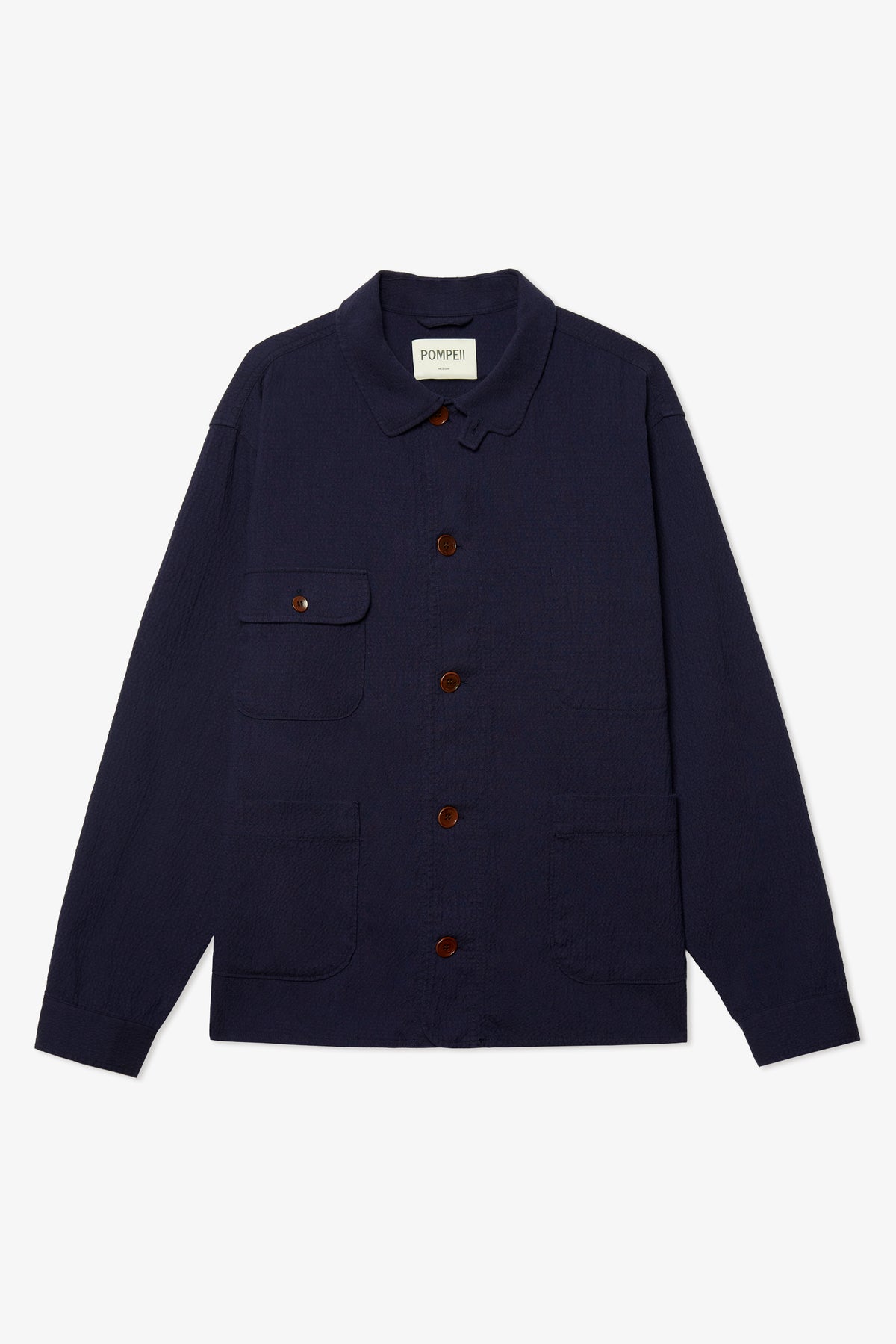 NAVY SEERSUCKER CHORE JACKET