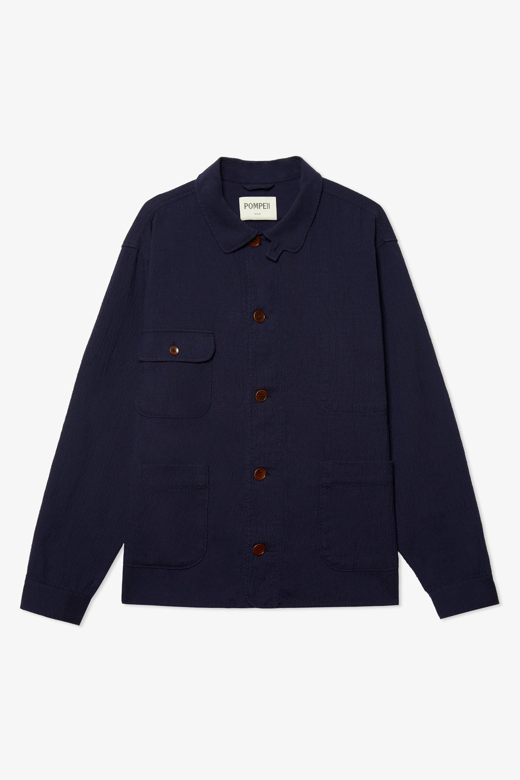 NAVY SEERSUCKER CHORE JACKET