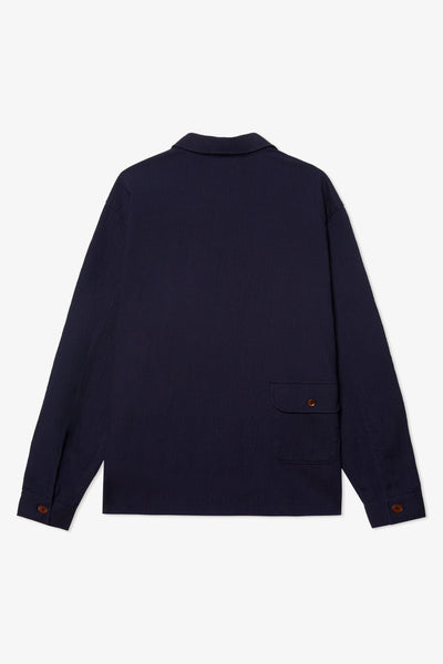 NAVY SEERSUCKER CHORE JACKET