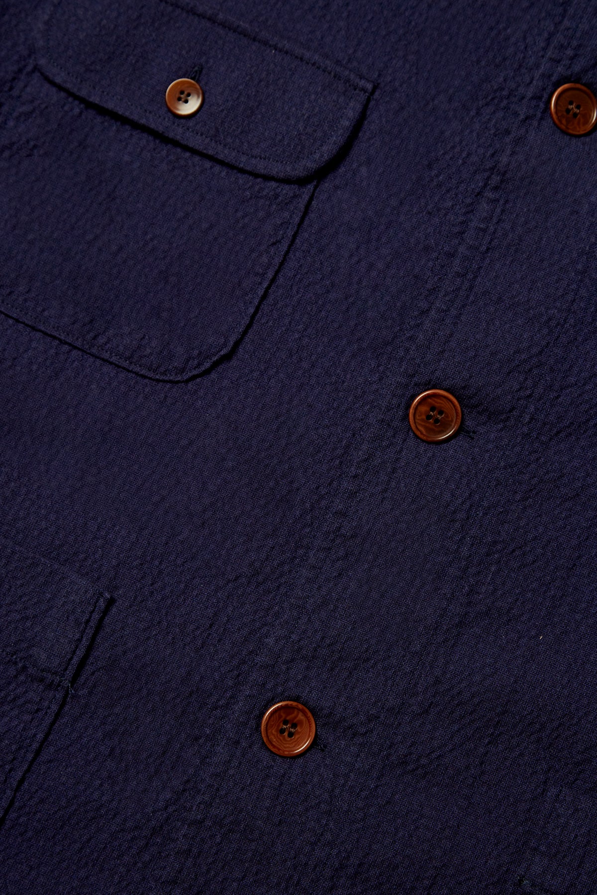 NAVY SEERSUCKER CHORE JACKET