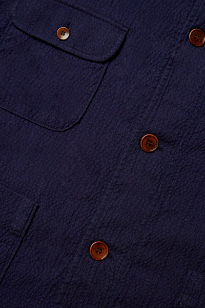 NAVY SEERSUCKER CHORE JACKET