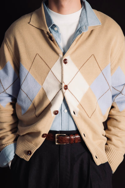 ARGYLE OCHRE CARDIGAN POLO