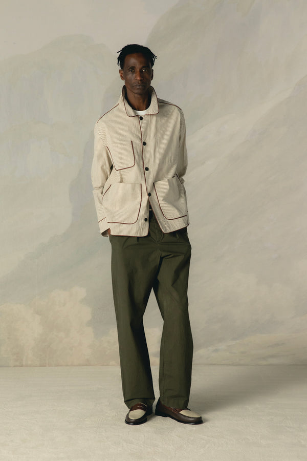 STRIPES STRUCTURED CREAM CHORE JACKET