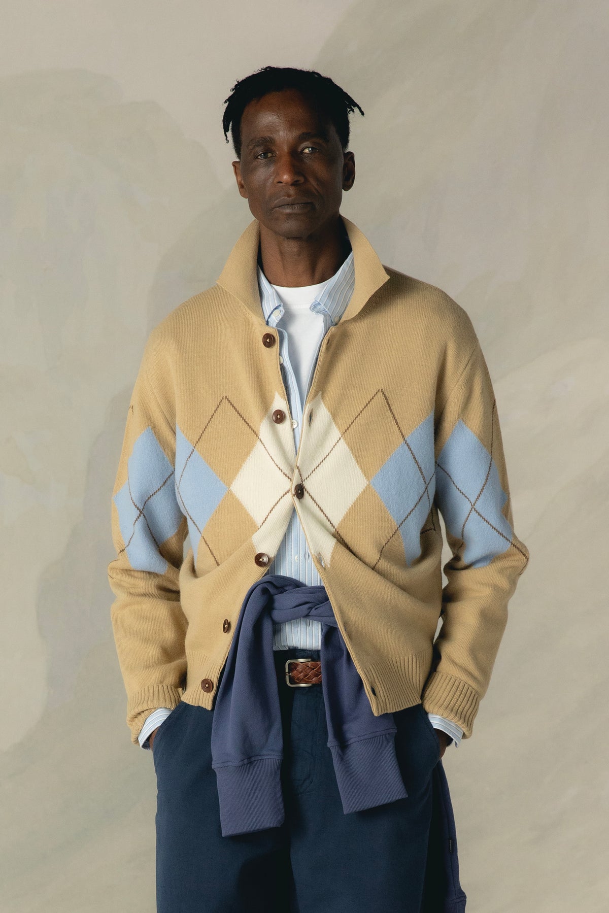 ARGYLE OCHRE CARDIGAN POLO