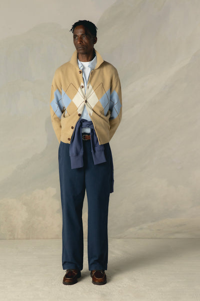 ARGYLE OCHRE CARDIGAN POLO