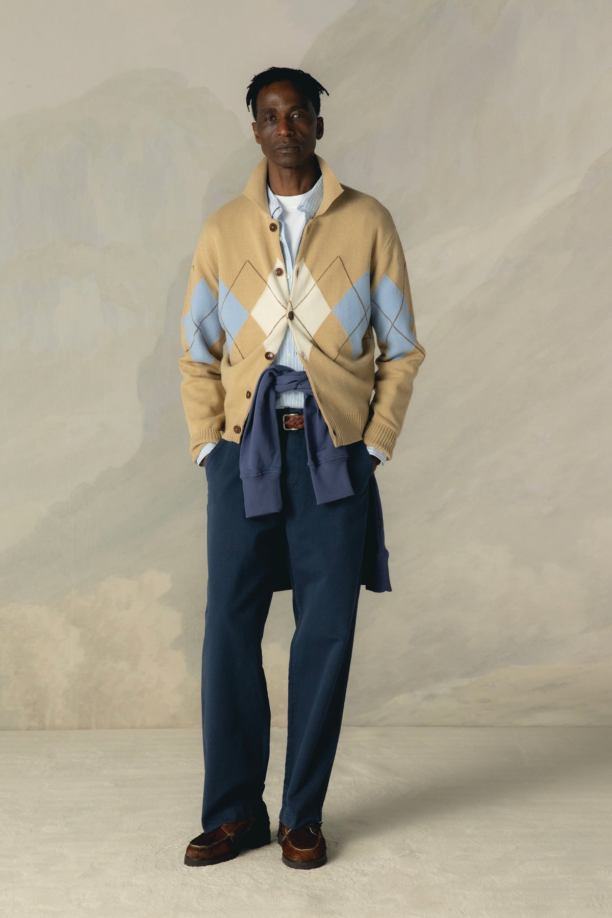 ARGYLE OCHRE CARDIGAN POLO