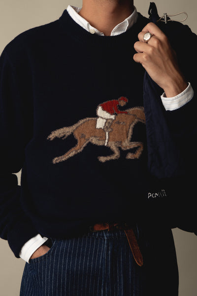 EQUESTRIAN NAVY KNIT SWEATER
