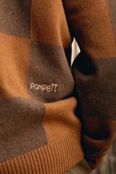 DARK CHOCOLATE CHECKED CARDIGAN POLO