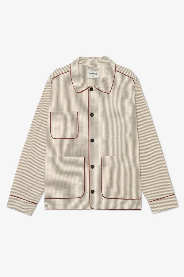 STRIPES STRUCTURED CREAM CHORE JACKET