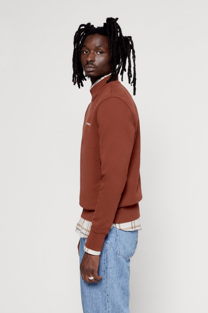 COGNAC CROSSED NECK SWEAT