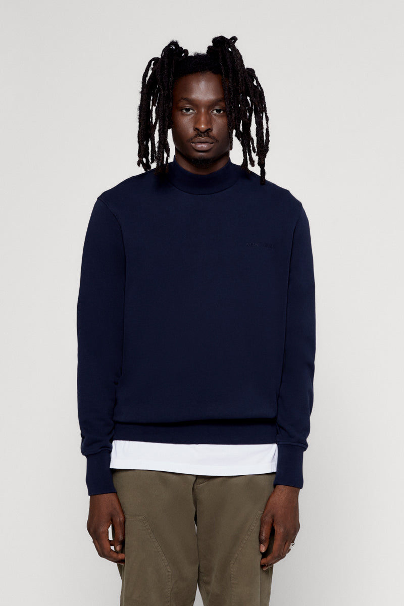 NAVY MOCKNECK SWEAT